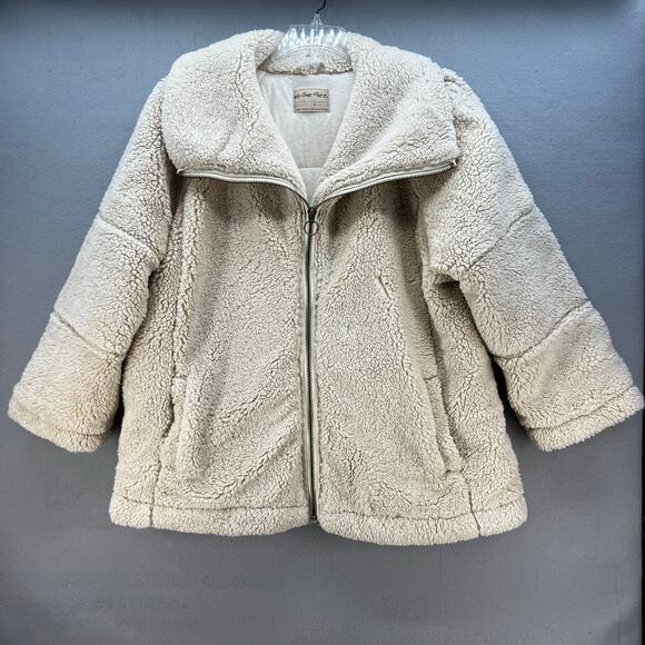 We The Free Jackets & Blazers - We The Free Sherpa Coat Woman's L Beige Raya Teddy Full Zip Preppy Winter Gear